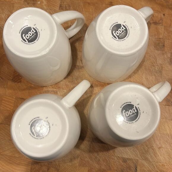 Food Network Creamy White Ceramic Stoneware Microwave Safe Mugs- 12 Oz cups - Picture 6 of 11